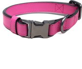 Luxe Halsband voor Honden - Echt Leer / Leder Reflecterend Verstelbaar 29 Cm-42 Cm x 2,5 Cm-Roze