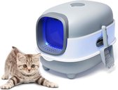 Bol.com Kattenbak ultragrote volledig gesloten kattenbak met automatische anti-zandkooi gemakkelijk schoon te maken ontgeuren ge... aanbieding