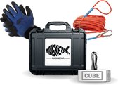 Magnetar CUBE Vismagneet - Complete Magneetvissen Set - 1350 Kg Blok Neodymium Vis Magneet Allround 360° - 20m Magneetvis Touw - Waterdichte Handschoenen