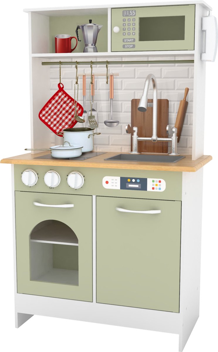 Teamson Kids Modern Houten Speelkeuken - Kinderspeelgoed - Rollenspel Speelgoed - Groen