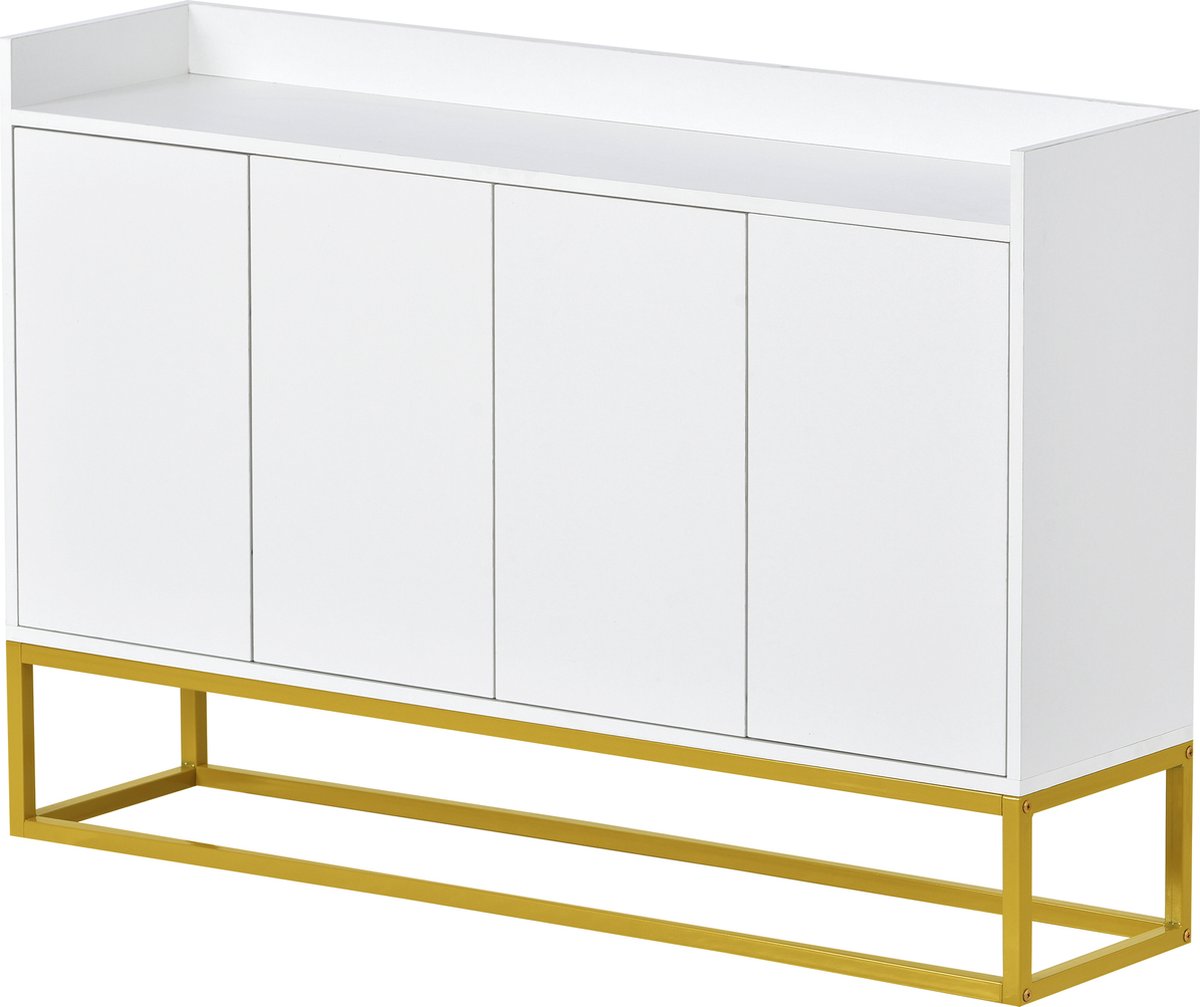 Sweiko Modern Dressoir in minimalistische stijl, 4-deurs handvatloze buffetkast voor eetkamer, woonkamer, keuken, Wit