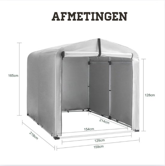 Fietstent XL - Schuurtent voor Veilige Fietsopslag - Opbergtent voor 2 Fietsen - Waterdicht PE Materiaal — afbeelding 3