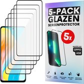 Screenprotector - Geschikt voor OPPO A58 - Gehard Glas - Full Cover Tempered Glass - Case Friendly - 5 Pack