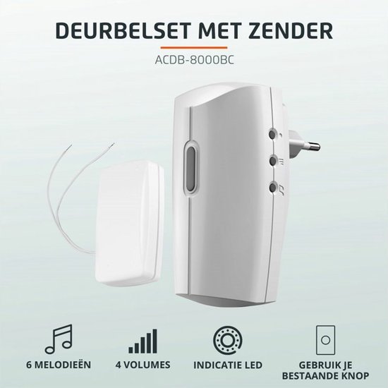 KlikAanKlikUit ACDB-8000BC - Deurbelset voor inbouwen - Wit van Merkloos — afbeelding 4