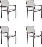 NATERIAL - Set de 4 chaises de jardin ORION BETA II avec accoudoirs - 4 chaises de jardin - Empilables - Chaises de terrasse - Chaises de Chaises de salle à manger - Aluminium - Textilène - Marron - Beige