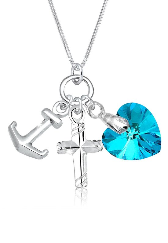 Pendentif Ancre, Croix et Coeur en Argent 925