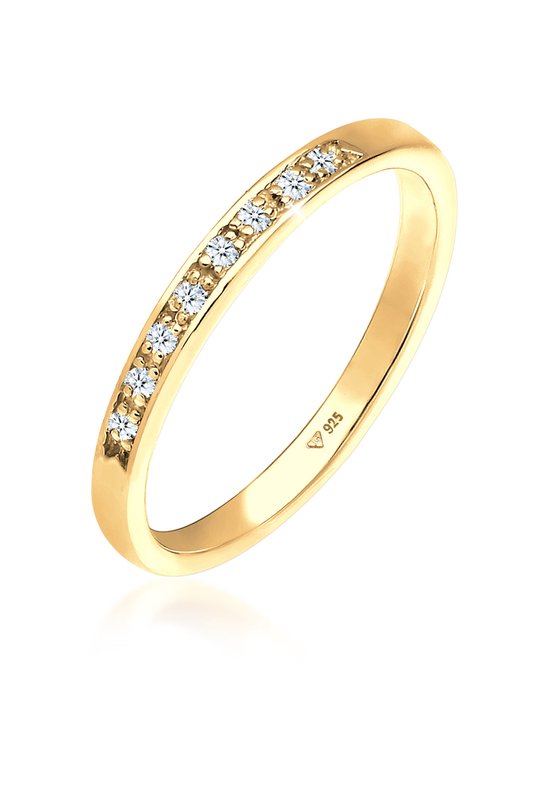 Elli PREMIUM Ring Dames Klassiek Kostbaar met Diamant (0,04 ct.) in 925 Sterling Zilver