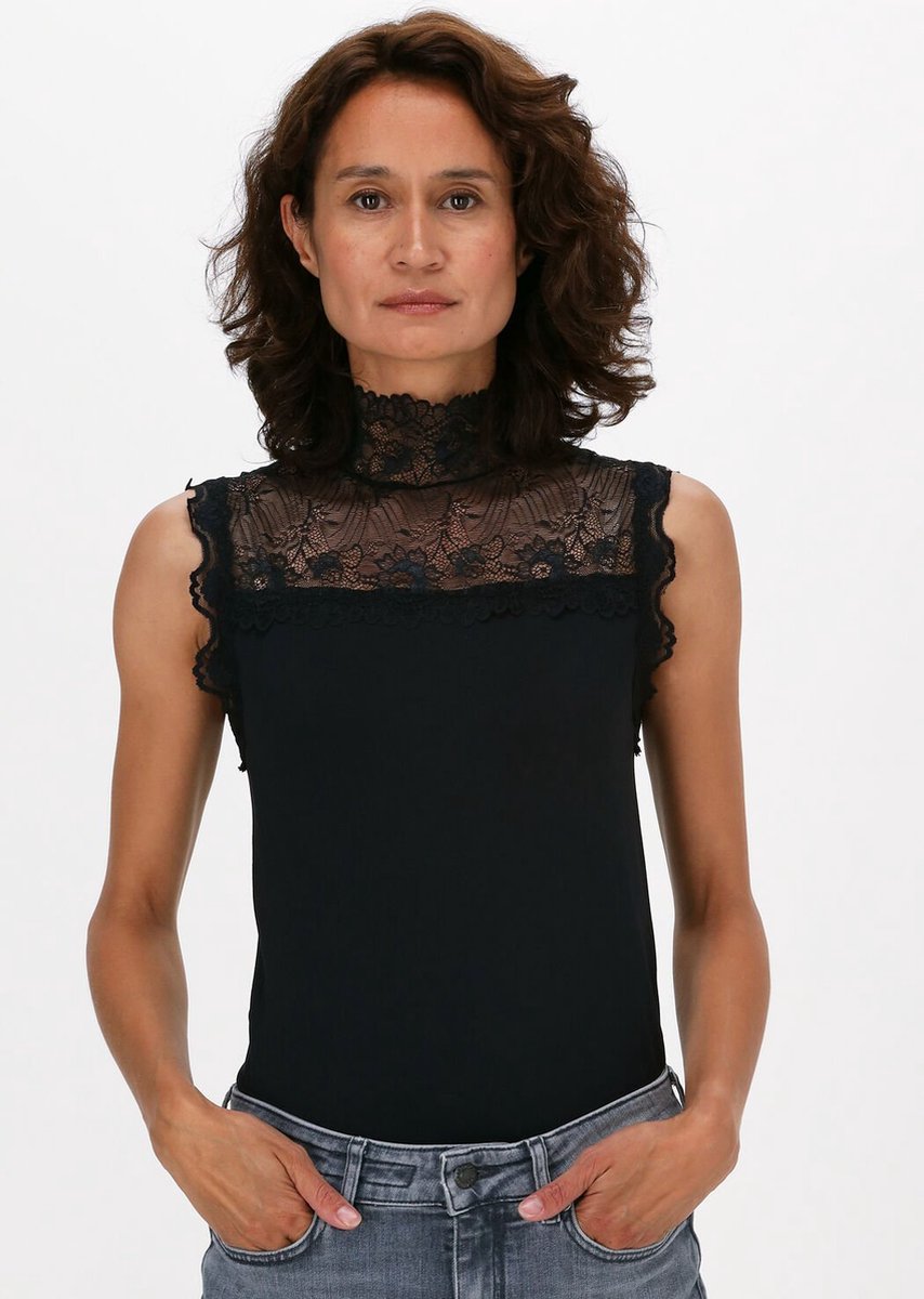 Minus Vanessa High Neck Tops & T-shirts Dames - Shirt - Zwart - Maat XXL