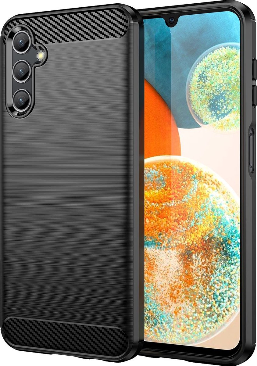 Mobigear Hoesje geschikt voor Samsung Galaxy A14 Telefoonhoesje Flexibel TPU | Mobigear Brushed Slim Backcover | Galaxy A14 Case | Back Cover - Zwart