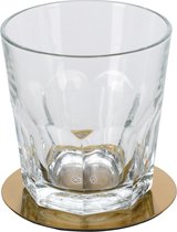 Excellent Houseware Glazen Onderzetters - 6x stuks - goud - RVS - rond - D8,5 cm