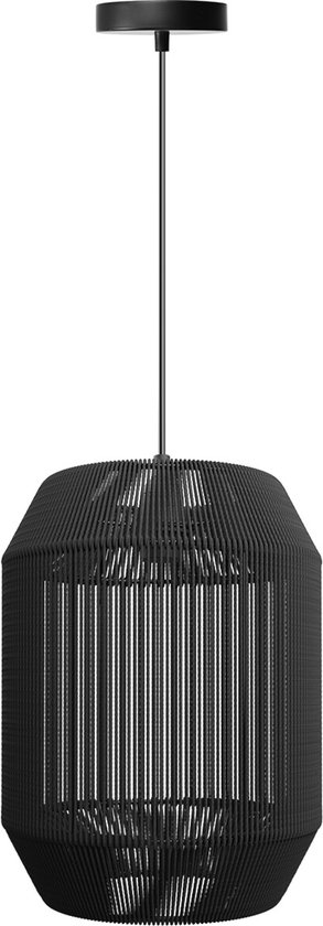 LED Hanglamp - Hangverlichting - E27 Fitting - Rond - Mat Zwart - Papier