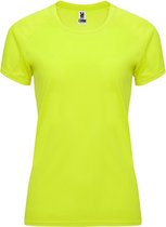 Fluorescent Geel dames sportshirt korte mouwen Bahrain merk Roly maat XL