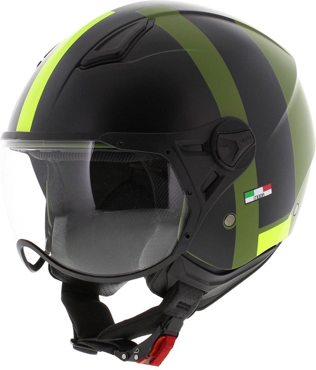 Vito Moda jethelm mat groen zwart L - scooterhelm snorfietshelm