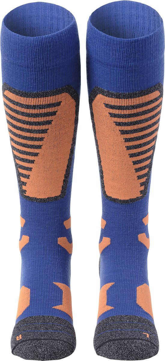 NOMAD® Skisokken Pro Merinowol 1-Pack Skiën Snowboarden Wandelen Goede vochtafvoer Extra versteviging Ski Sokken Heren Dames Blauw