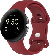 Bandje Voor Google Pixel - Watch Sport Band - Wijnrood - Maat: SM - Horlogebandje, Armband
