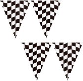 Haza Vlaggetjes - 2x Racing thema zwart/wit geblokt - 366 cm - plastic