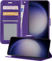 Hoesje Geschikt voor Samsung S23 Hoesje Book Case Hoes Portemonnee Cover Walletcase - Hoes Geschikt voor Samsung Galaxy S23 Hoes Bookcase Hoesje - Paars