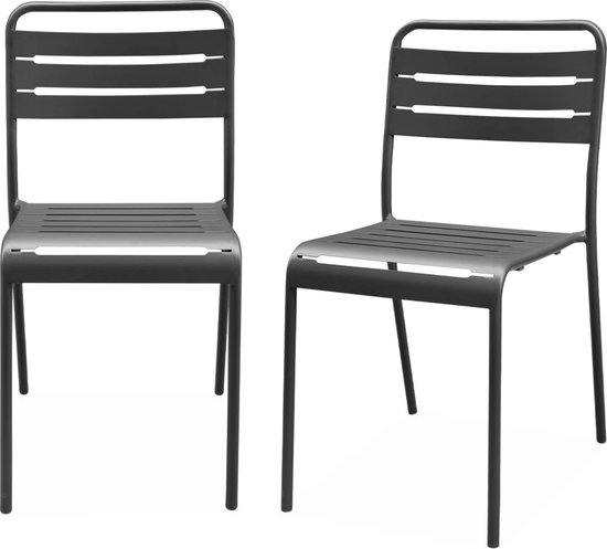 Set 2 sedie da giardino bistrot in acciaio, Beige