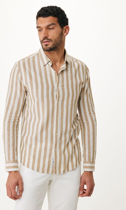 Chemise en lin à rayures Mexx Homme - Sable - Taille XL | bol.com