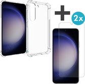 iMoshion hoesje Transparant inclusief 2x Gehard Glas Screenprotector Geschikt voor Samsung Galaxy S23 - iMoshion Shockproof Case - iMoshion Tempered Glass Screenprotector 2 pack