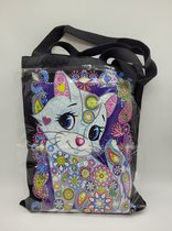 Diamond painting Shoppingtas - Zwart - voor zelf nog te painten - Schattige kat
