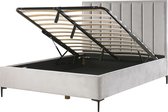 SEZANNE - Bed met opbergruimte - Lichtgrijs - 160 x 200 cm - Fluweel