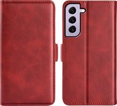 Samsung Galaxy S23 Hoesje - MobyDefend Luxe Wallet Book Case (Sluiting Zijkant) - Rood - GSM Hoesje - Telefoonhoesje Geschikt Voor Samsung Galaxy S23