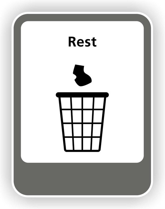 Rest afval recycling pictogram sticker