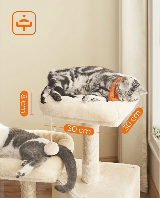 Feandrea Árbol de Gatos, Tablero de aglomerado de 86 cm de Altura, con Poste de