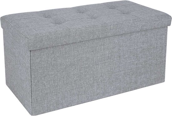 Zitkruk – Zitbank – 80 liter – Opvouwbaar – Belastbaar tot 300 kg – 76 x 38 x 38 cm – Lichtgrijs
