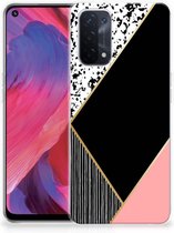 Telefoonhoesje OPPO A74 5G | A54 5G TPU Silicone Hoesje Black Pink Shapes