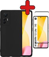 Hoesje Geschikt voor Xiaomi 12 Lite Hoesje Siliconen Case Hoes Met Screenprotector - Hoes Geschikt voor Xiaomi 12 Lite Hoes Cover Case - Zwart