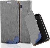 Cadorabo Hoesje geschikt voor Samsung Galaxy S4 in GRIJS BLAUW - Beschermhoes met standfunctie en kaartvak in bastlook Book Case Cover Etui