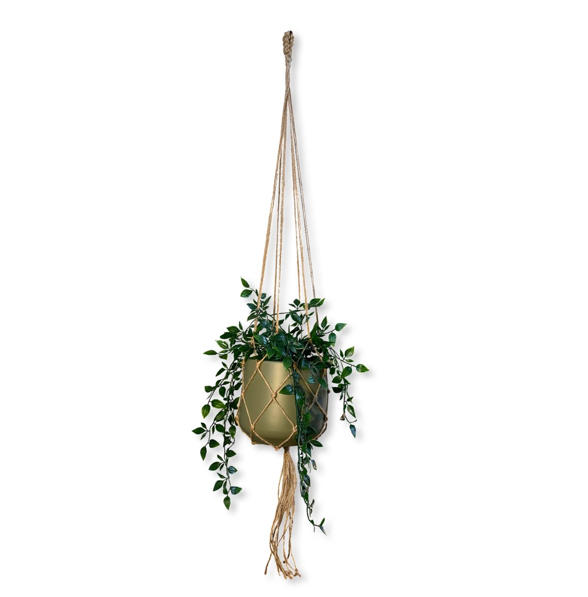 Jute Plantenhanger 'Websy' - 110 cm lang - Geschikt voor Pot met Diameter t/m 20 cm - Handgemaakt in ons Macramé Atelier - Prijs per Stuk - Let op: Exclusief Pot - Inclusief Verzendkosten