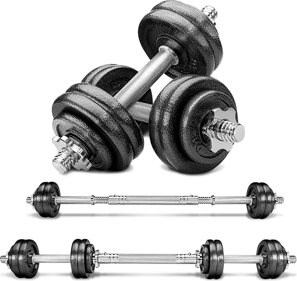 Coazy Dumbell en Barbell Set Verstelbaar - Dumbells - Gewichten Fitness - Halterstang met gewichten - Halter