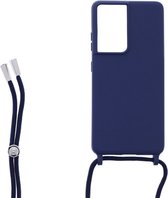 Ketting silicone telefoonhoesje Geschikt voor: Samsung Galaxy S21 Ultra - TPU - Silicone - Donkerblauw - ZT Accessoires