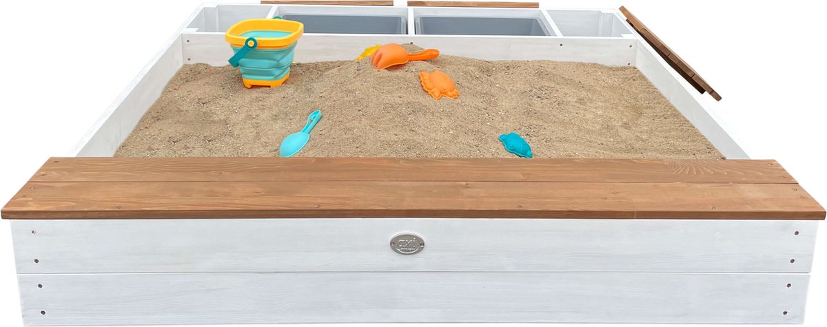 AXI Evy Zandbak met waterbakken en opbergruimte Wit/bruin - Inclusief accessoireset — afbeelding 6