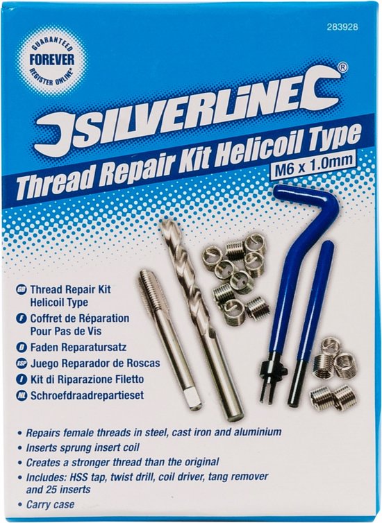 Silverline - Insert de filetage de type Helicoil de M6 x 1,0 mm