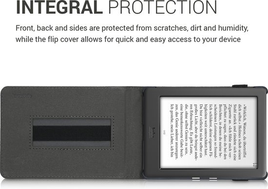 kwmobile Hoesje geschikt voor Kobo Glo HD / Touch 2.0 - Met polsriem en standaard - e-Reader beschermhoes in grijs van Merkloos — afbeelding 3