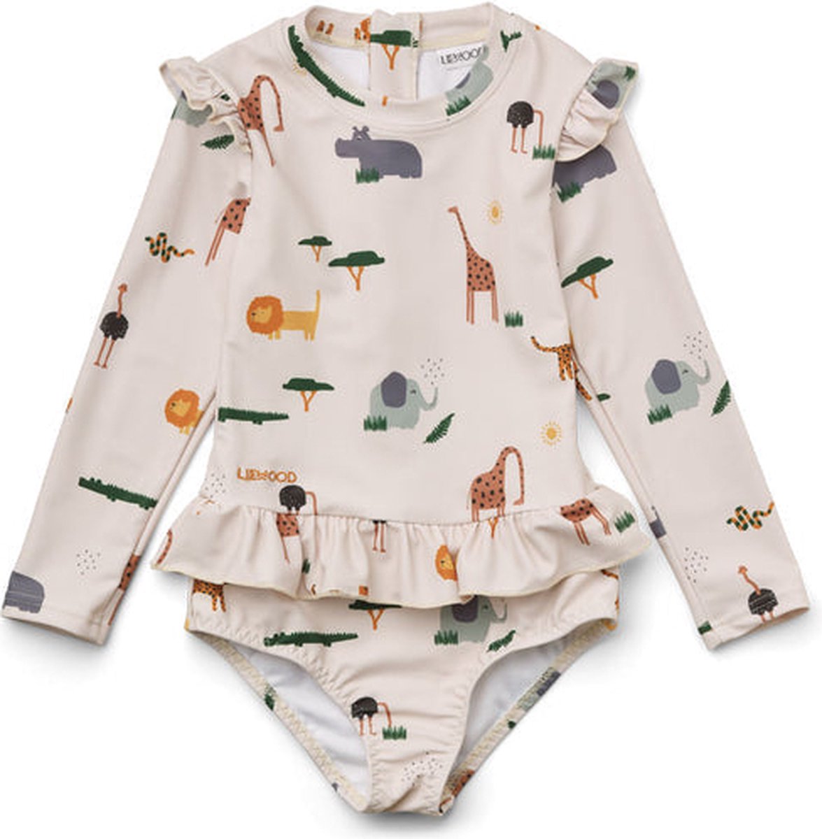 Liewood - Badpak Sille met Lange Mouwen - UPF50 Bescherming - Badpakken - Safari Sandy Mix 98-104