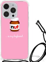 Silicone Hoesje Geschikt voor iPhone 14 Pro Telefoonhoesje met doorzichtige rand Nut Boyfriend