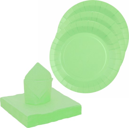 Set vaisselle fête/anniversaire Santex - 20x assiettes/25x serviettes -  vert menthe 