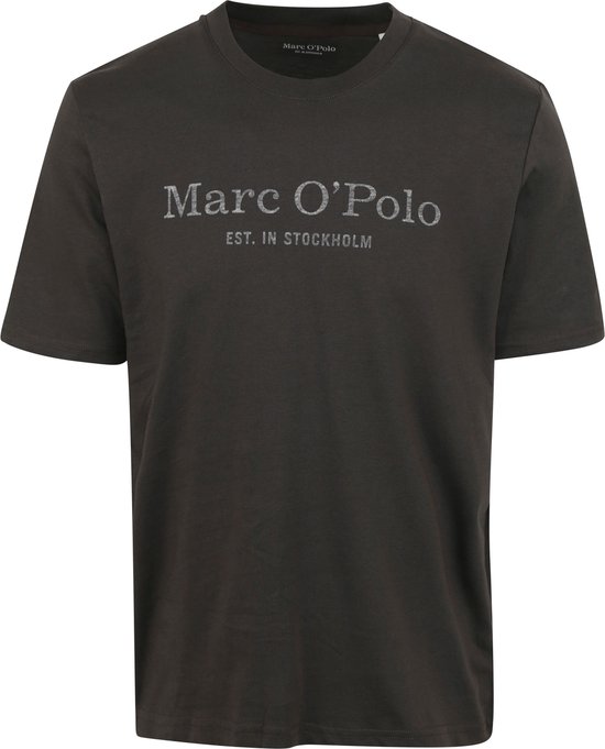 Marc O'Polo - T-Shirt Logo Antraciet - Heren - Maat L - Regular-fit