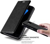 Cadorabo Hoesje geschikt voor Samsung Galaxy S7 EDGE in ZWARTE NACHT - Beschermhoes met magnetische sluiting, standfunctie en kaartvakje Book Case Cover Etui