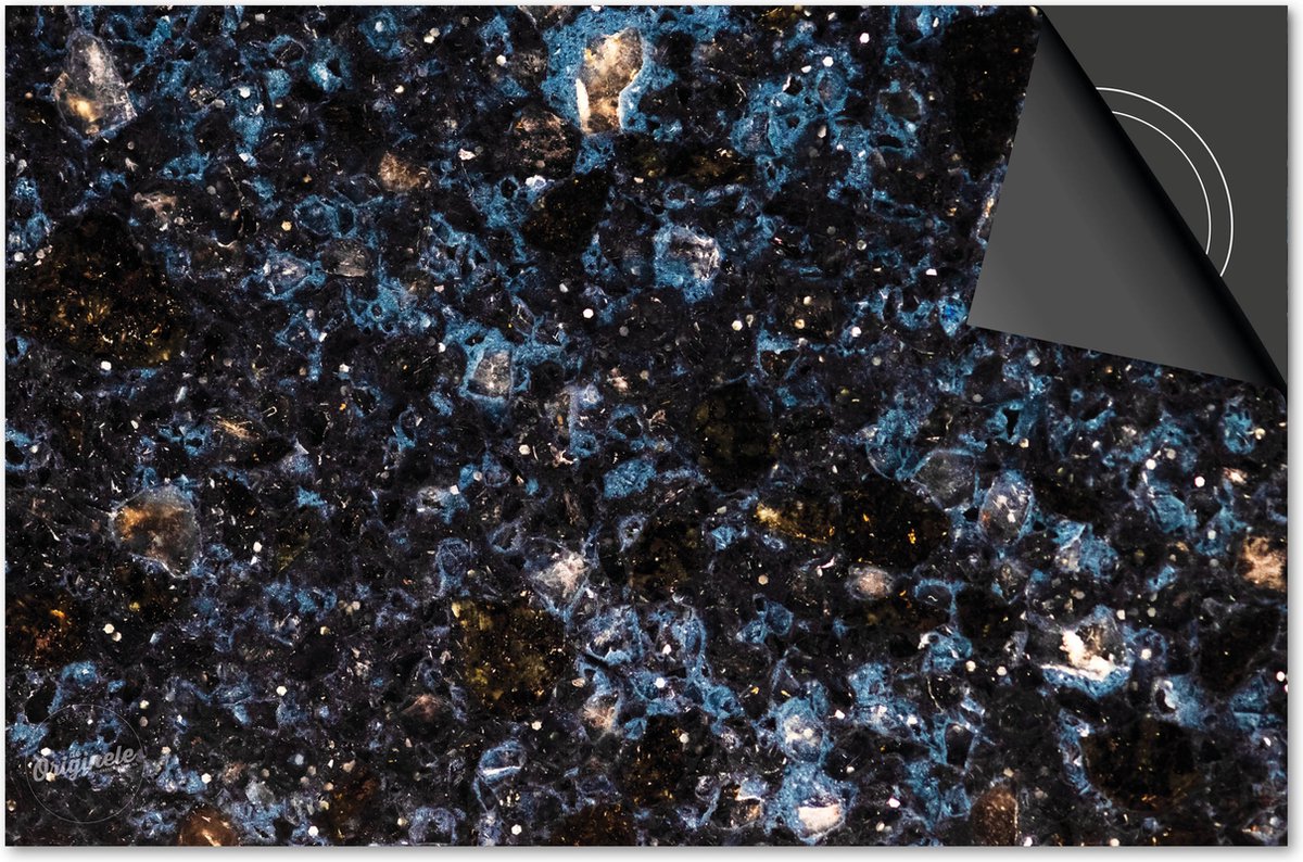 Inductie beschermer 81x52 - afdekplaat inductie mat - Dietrix Kookplaat beschermer - DELUXE - Beton - Graniet zwart blauw goud