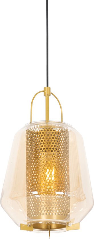 QAZQA kevin - Art Deco Hanglamp - 1 lichts - Ø 23 cm - Goud/messing - Woonkamer | Slaapkamer | Keuken