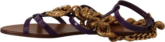 Chaussures sandales plates en cuir violet
