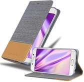 Cadorabo Hoesje geschikt voor Samsung Galaxy S6 EDGE in LICHTGRIJS BRUIN - Beschermhoes met magnetische sluiting, standfunctie en kaartvakje Book Case Cover Etui