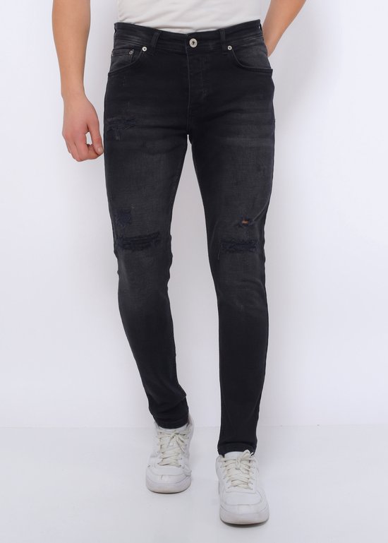Gescheurde Jeans Heren Slim Fit -DC-049- Zwart