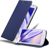 Cadorabo Hoesje geschikt voor Samsung Galaxy S4 in CLASSY DONKER BLAUW - Beschermhoes met magnetische sluiting, standfunctie en kaartvakje Book Case Cover Etui